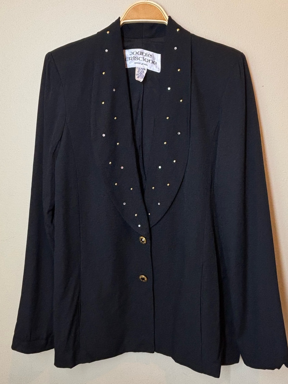 Vintage Joanie Criscione Black Embellished Shawl-Collar Blazer, NWT! 80s! Rare!